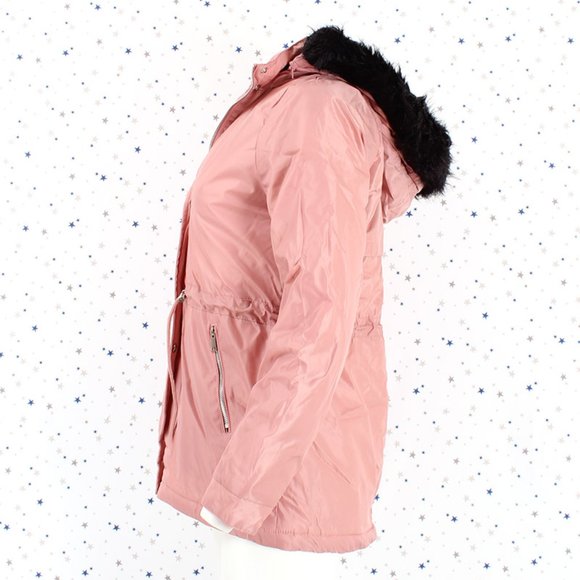 Mauve Fur lined Hood Anorak Parka Padded Jacket - Picture 5 of 13